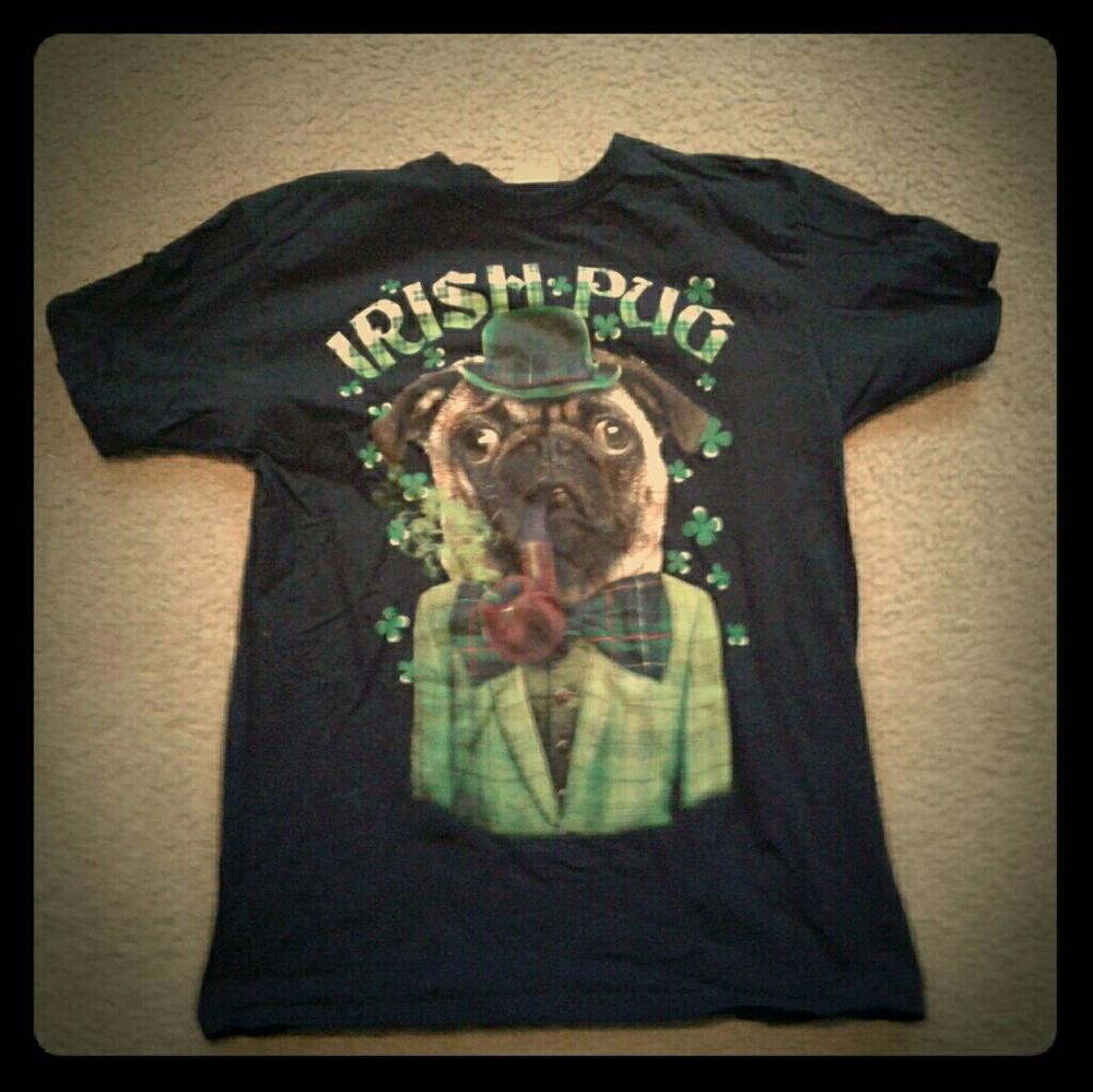 Irish Pug Adult T-shirt size Medium 100% Cotton